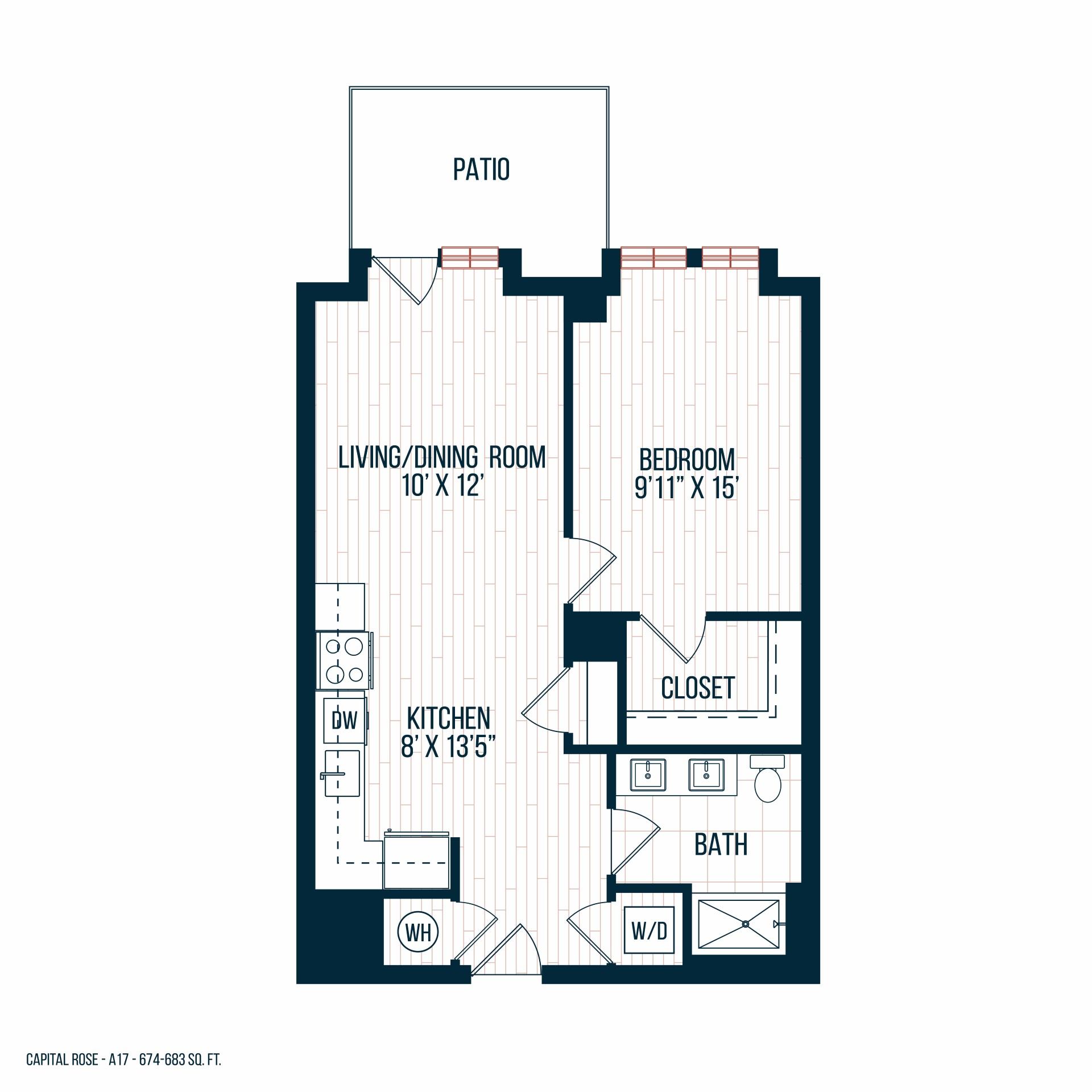 Capitol Rose Luxury Apartments in Washington, DC A17 Floor Plan
